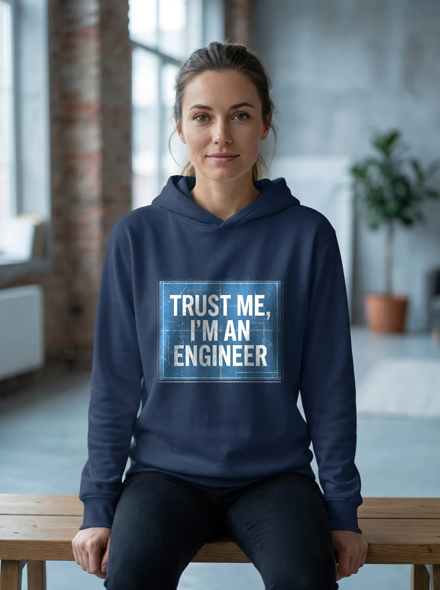 Hoodie That Says "trust Me, I'm, Worn, Navy