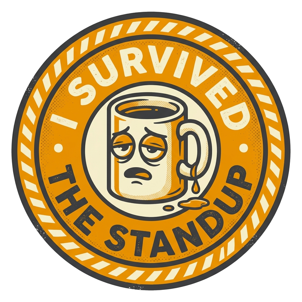 Artwork generated from 'sticker that says "i survived the standup"'