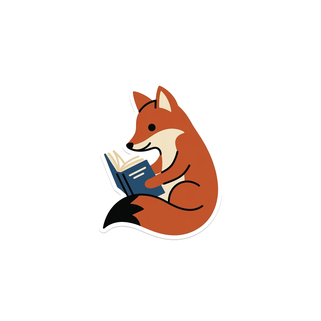 Artwork generated from 'minimalist fox reading a book tee'