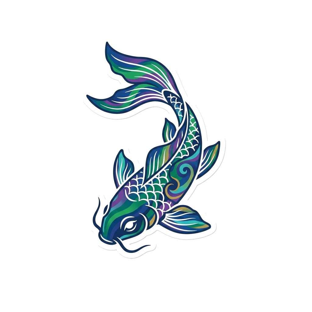 Artwork generated from 'aurora borealis koi fish hoodie'
