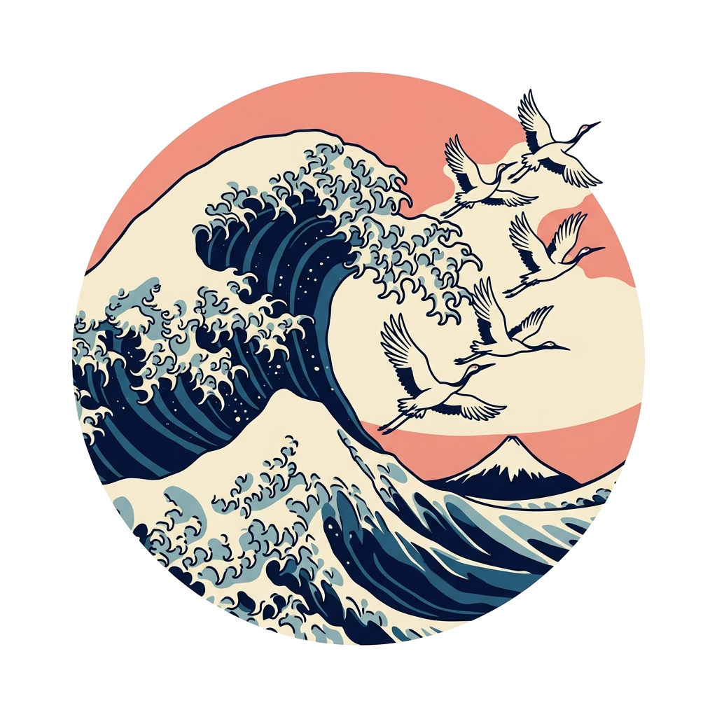 Artwork generated from 'ukiyo-e great wave hoodie'