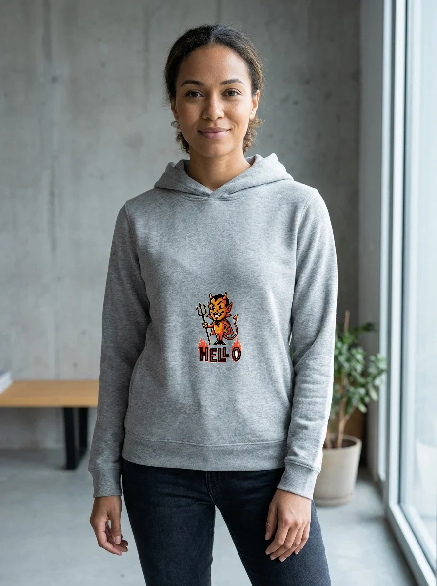 Hell O Hoodie, Worn, Athletic Heather
