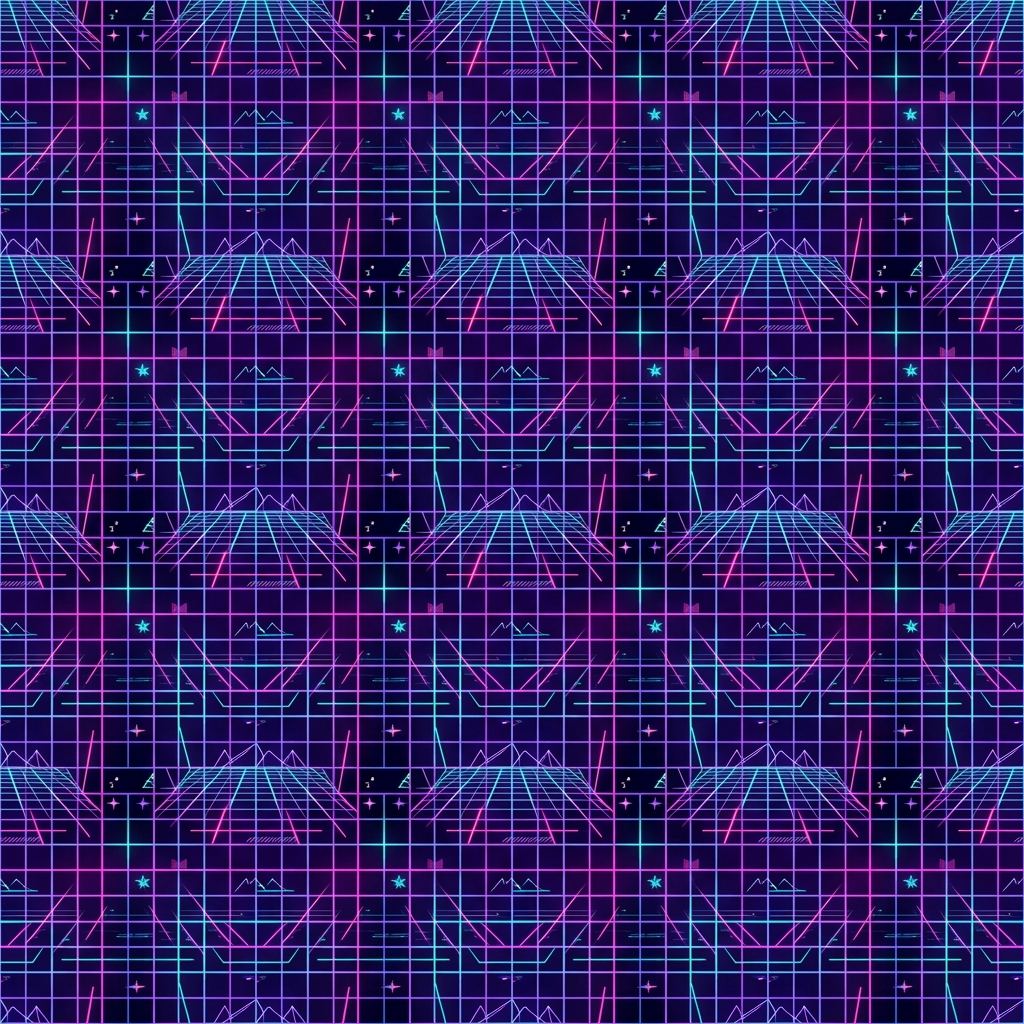 Artwork generated from 'all-over synthwave grid pattern tshirt'