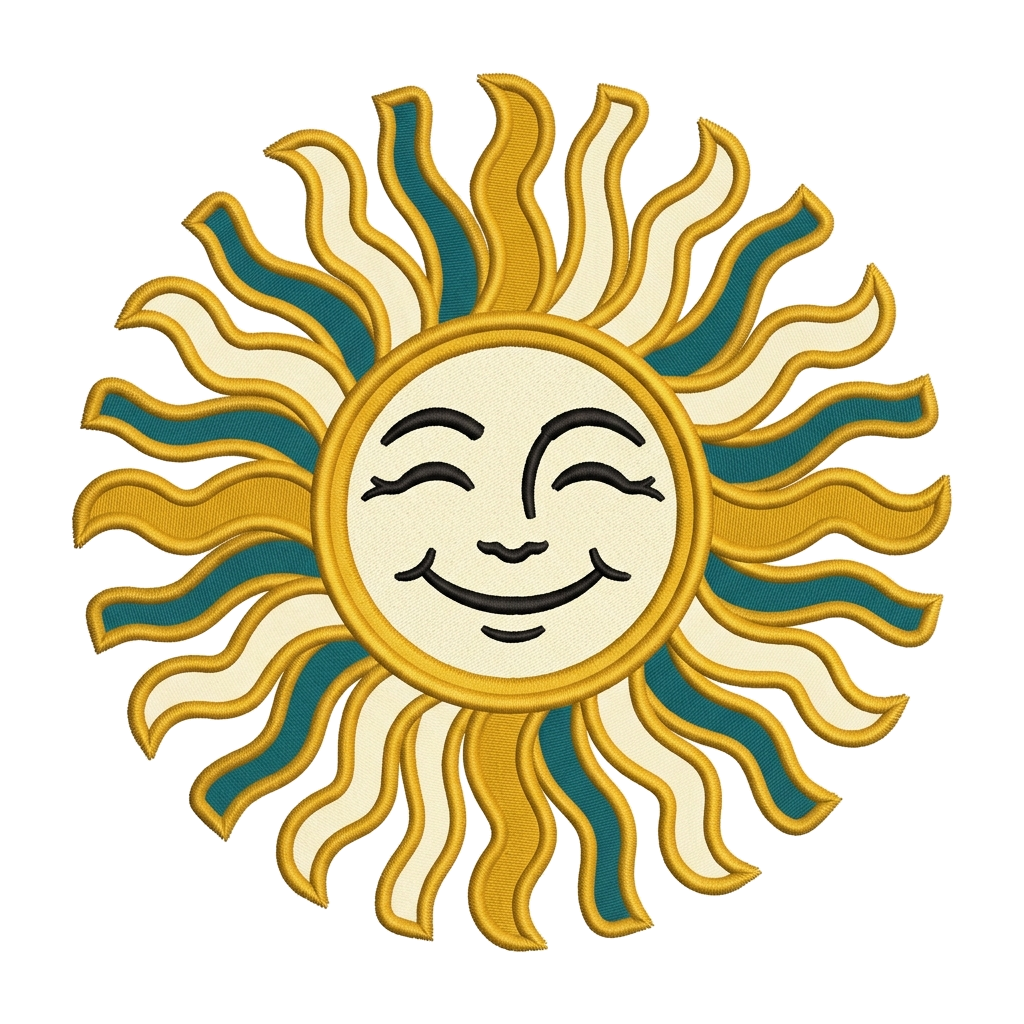 Artwork generated from 'retro sun cap with embroidered rays on rust orange'