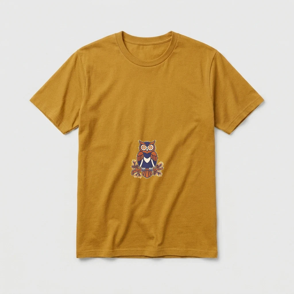 Small Embroidered Owl Patch Tee, Product, Mustard