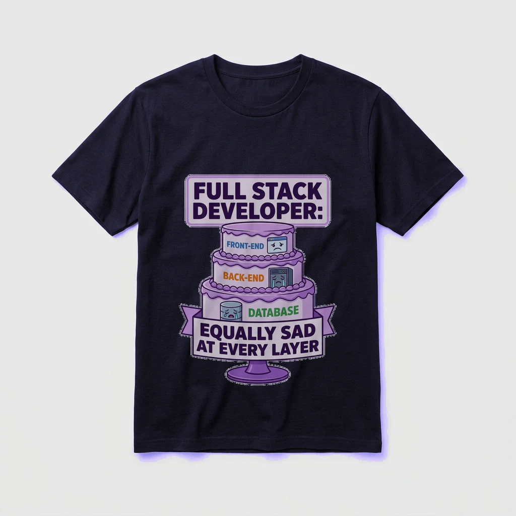 Tee That Says "full Stack Developer:, Product, Heather Midnight Navy