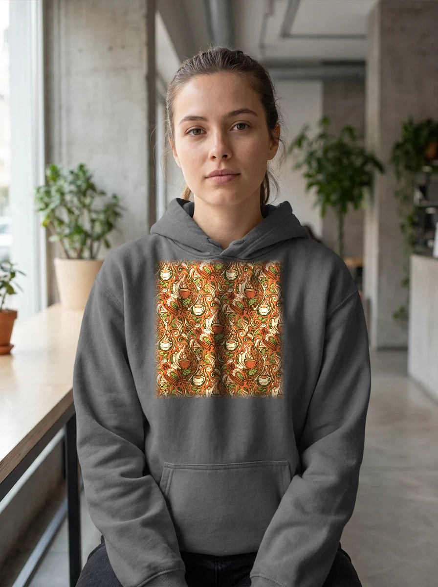 All-over Chai Paisley Pattern Hoodie, Worn, All-Over Print