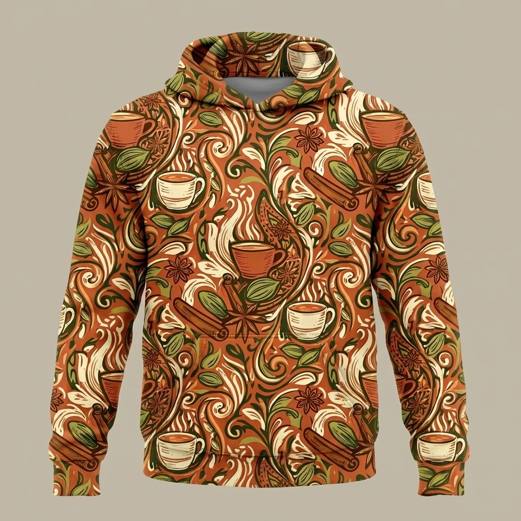 All-over Chai Paisley Pattern Hoodie, Product, All-Over Print
