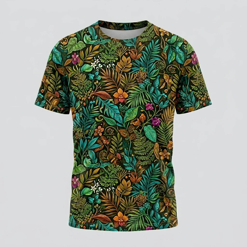 All-over Monsoon Botanical Pattern Tshirt, Product, All-Over Print