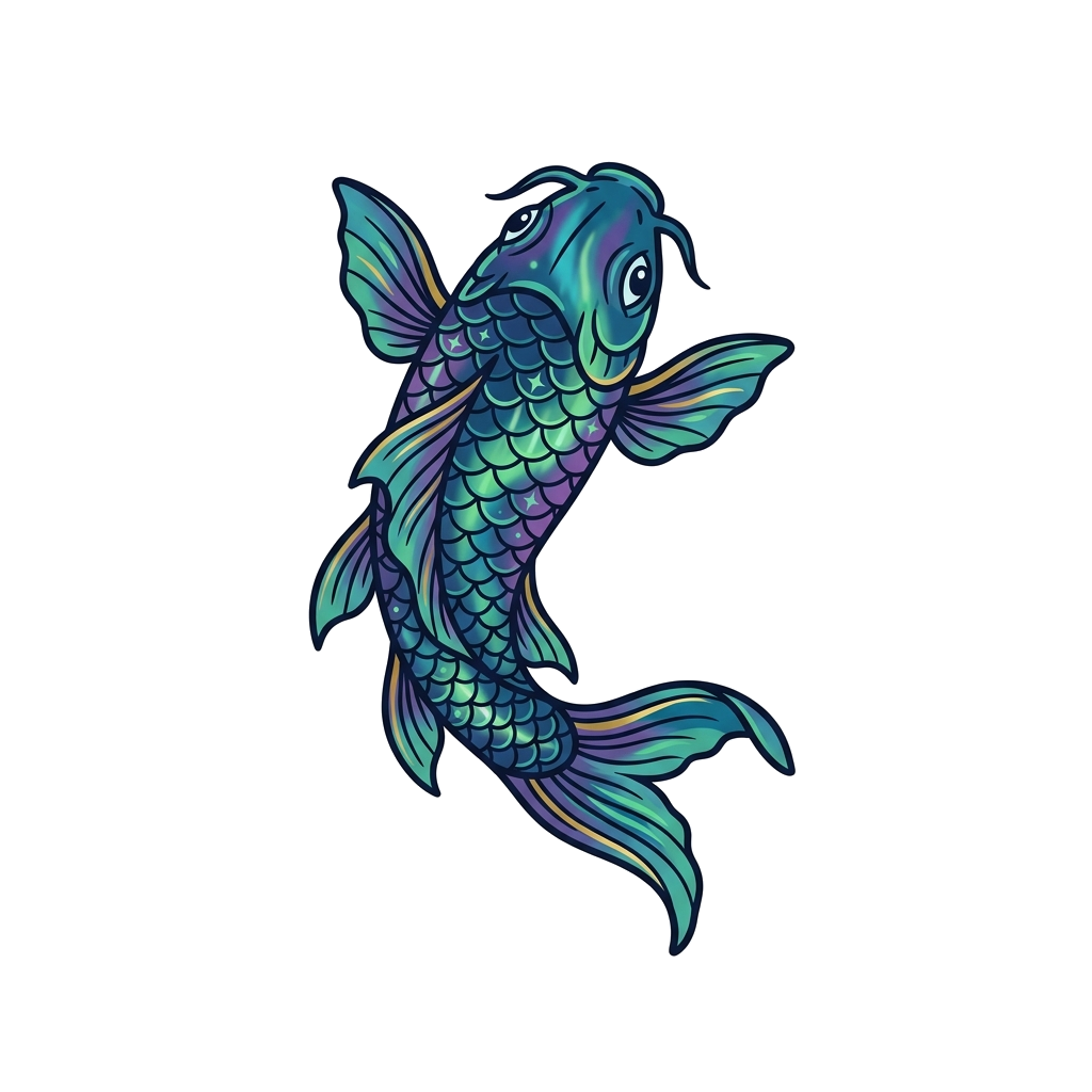 Artwork generated from 'aurora borealis koi fish hoodie'