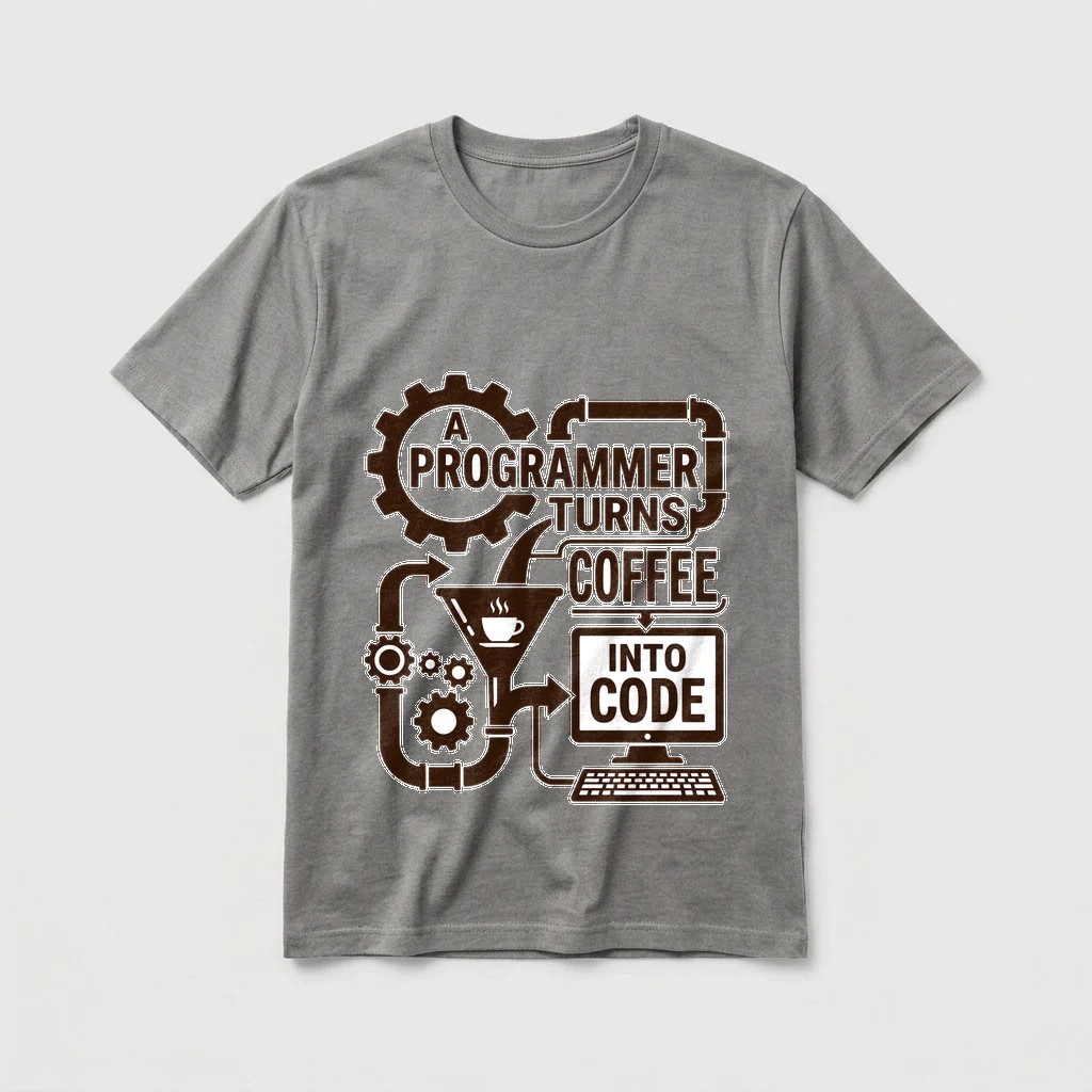 Tee That Says "a Programmer Turns, Product, Ash