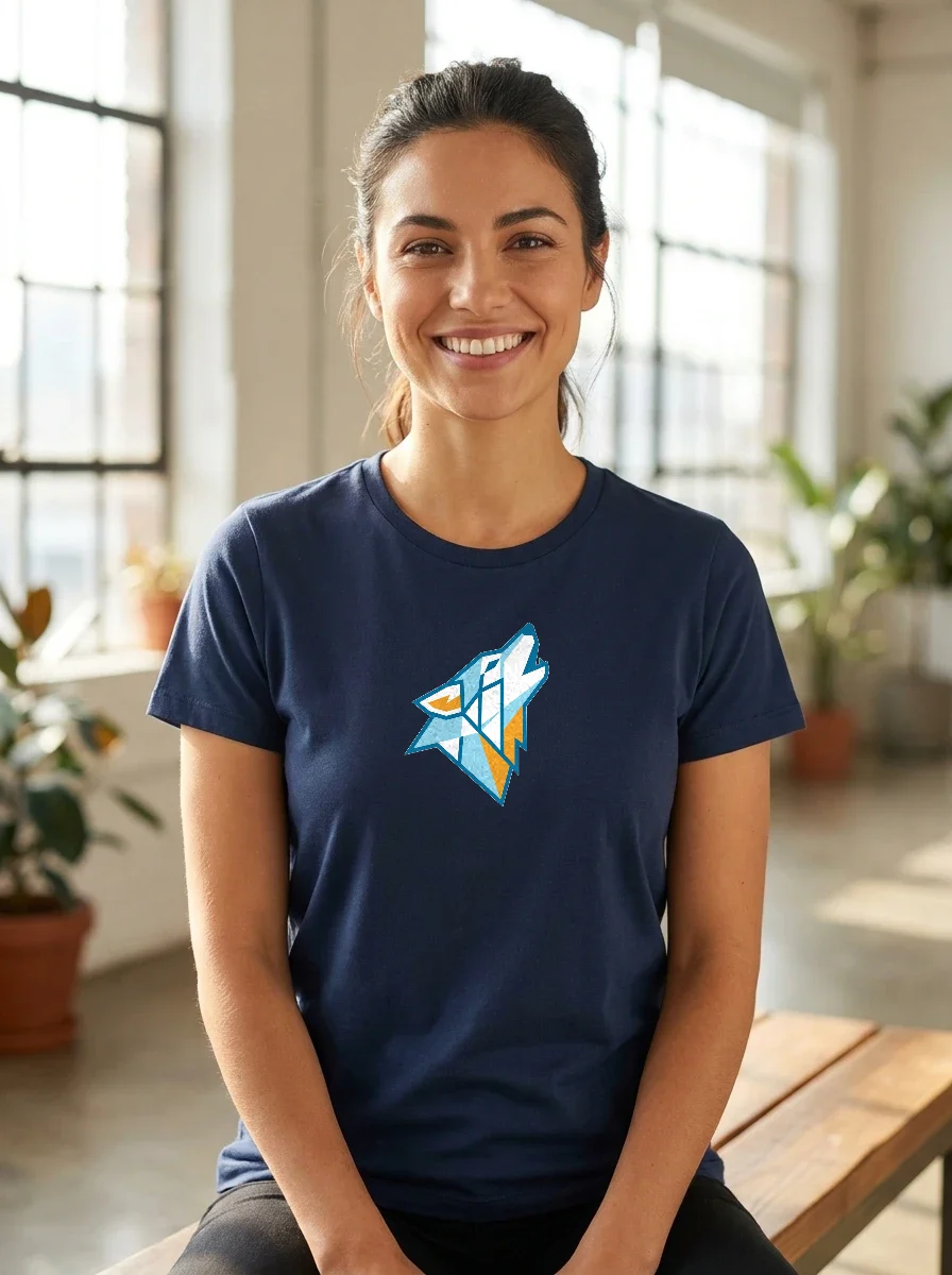 Navy Blue Minimalist Wolf Tshirt, Worn, Navy