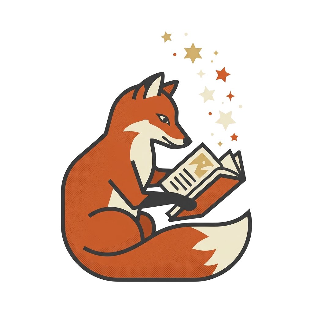 Artwork generated from 'minimalist fox reading a book tee'