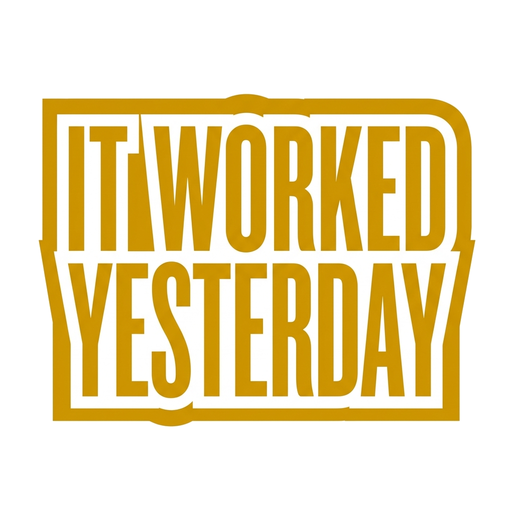 Artwork generated from 'tee that says "it worked yesterday" on mustard yellow'