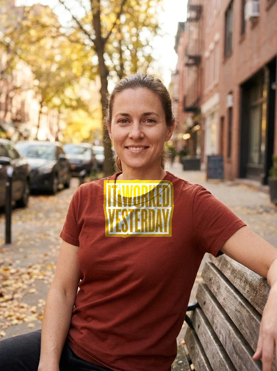 Tee That Says "it Worked Yesterday", Worn, Autumn