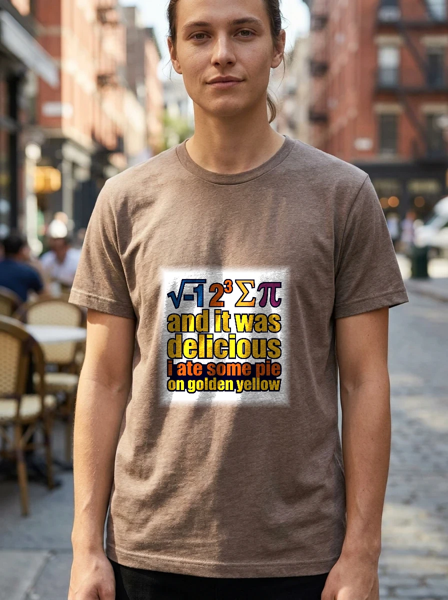 Tee That Says "√-1 2³ Σ, Worn, Heather Brown
