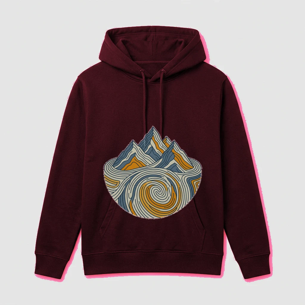 Mountain Range Topographic Contour Lines Hoodie, Product, Maroon