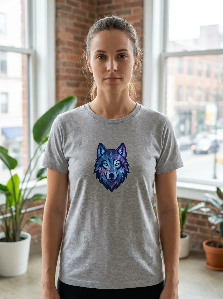 Galaxy Wolf Tee, Worn, Ash