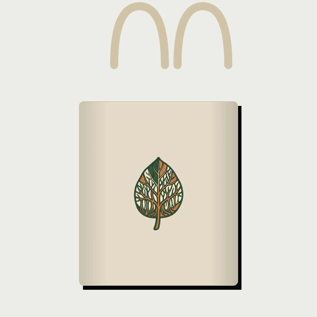 Embroidered Banyan Leaf Tote on Sage, Product, Oyster