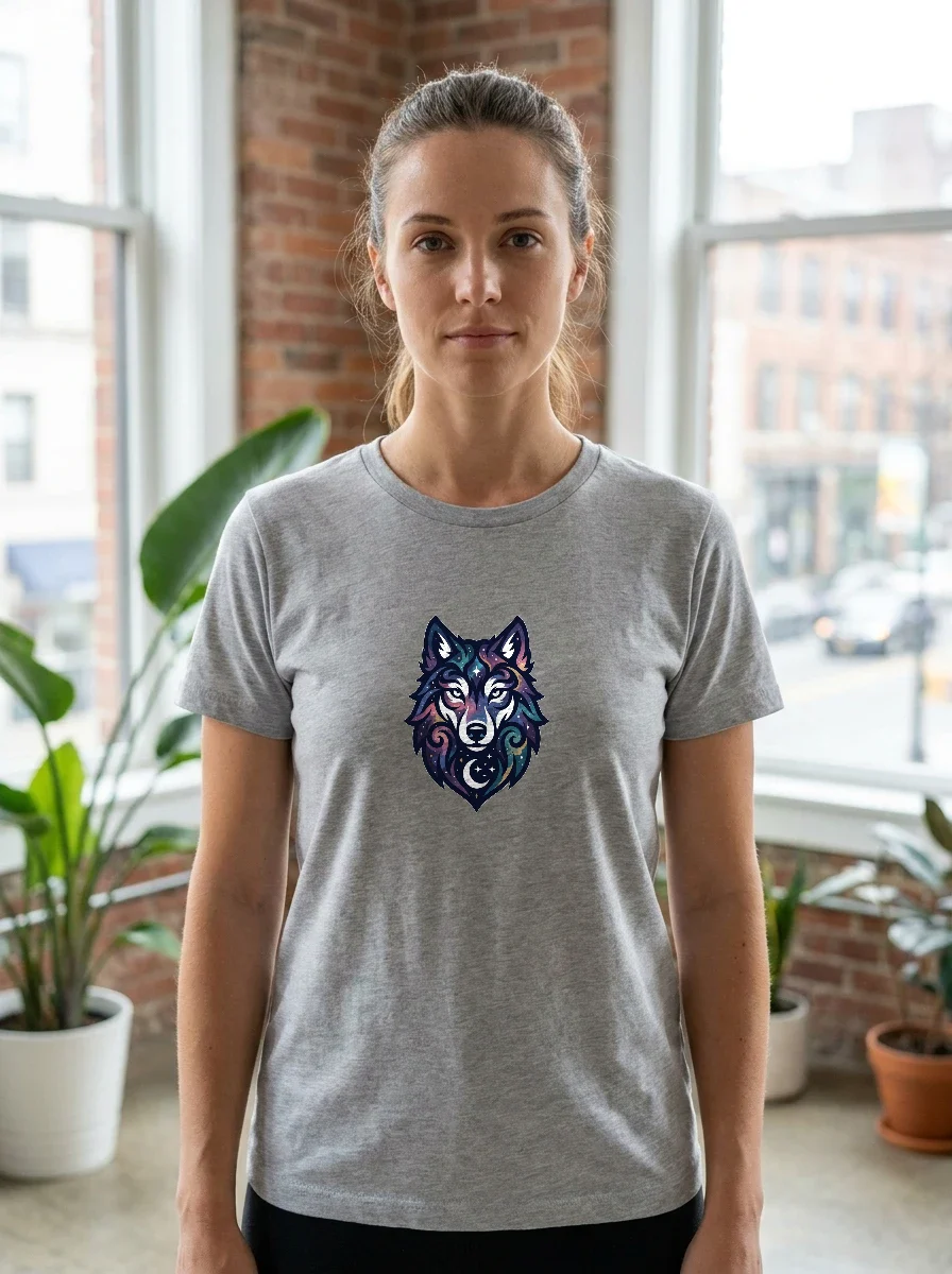 Galaxy Wolf Tee, Worn, Ash