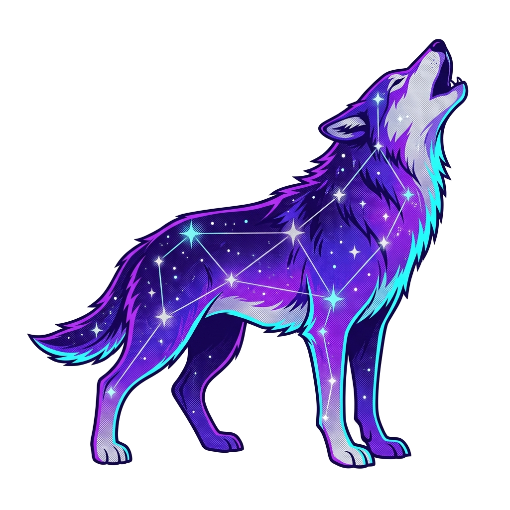 Artwork generated from 'midnight wolf constellation hoodie'