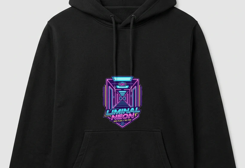 Artwork generated from 'neon liminal hoodie'