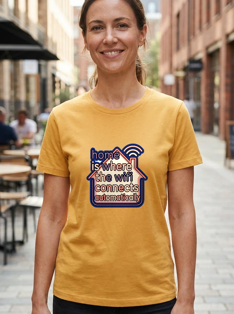 Tee That Says "home Is Where, Worn, Yellow