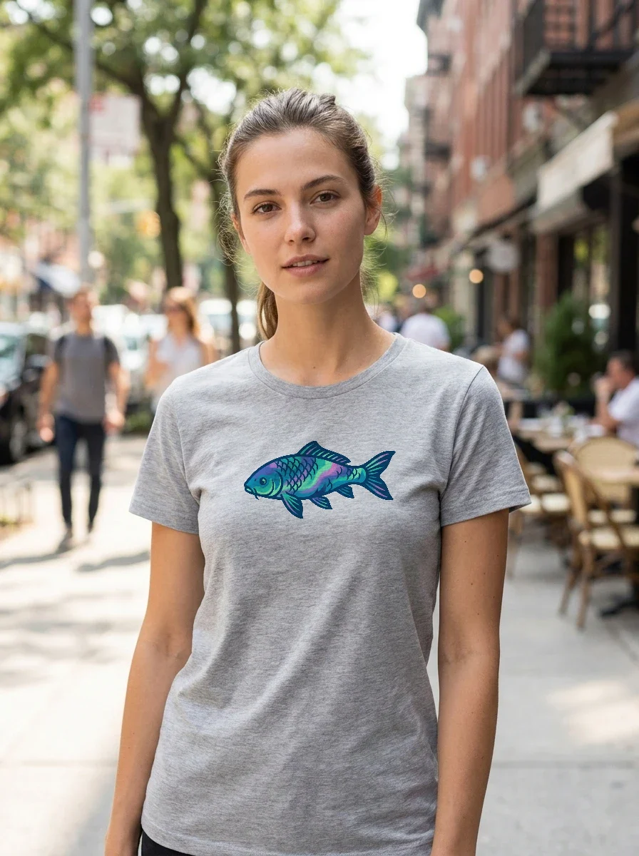 Aurora Koi Swimming Tee, Worn, Ash