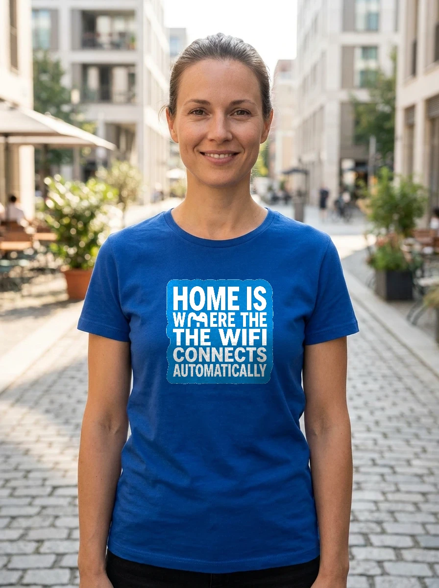 Tee That Says "home Is Where, Worn, True Royal