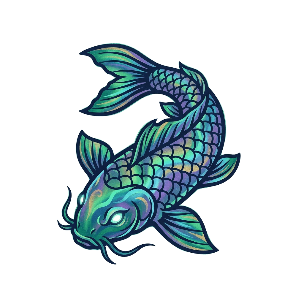Artwork generated from 'aurora borealis koi fish hoodie'