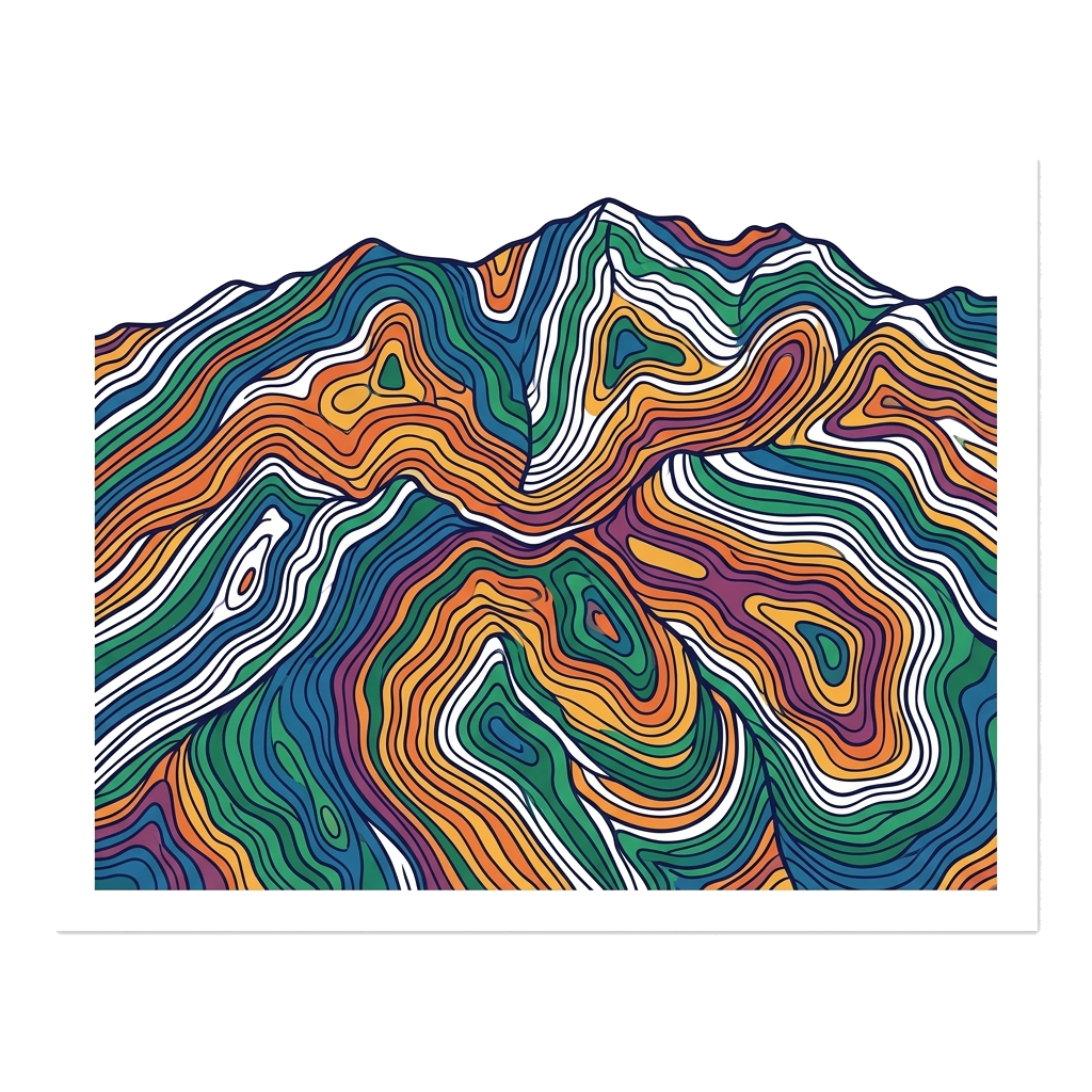 Artwork generated from 'mountain range topographic contour lines hoodie'