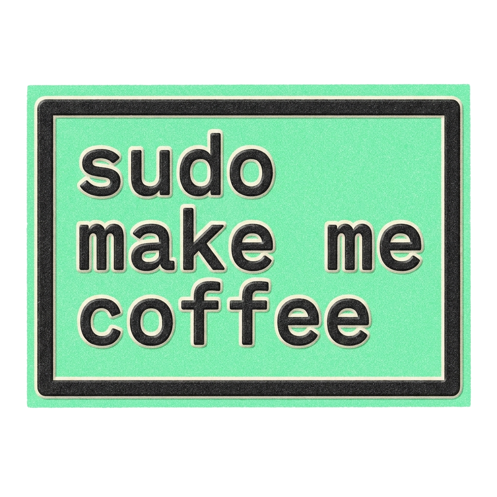 Artwork generated from 'mug that says "sudo make me coffee"'