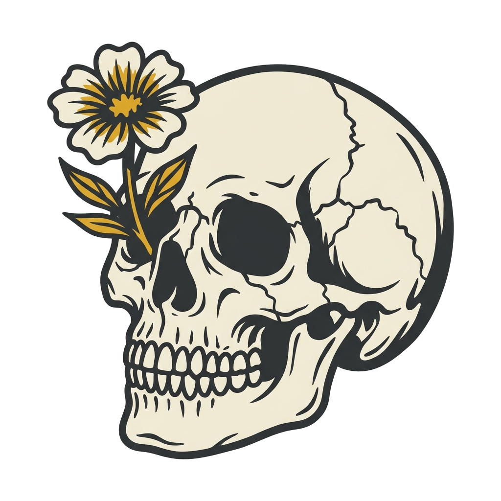 Artwork generated from 'tiny skull on the left chest, plain tee'