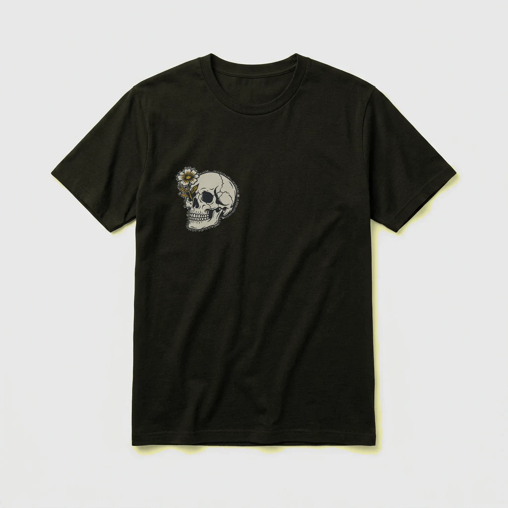 Tiny Skull on the Left Chest,, Product, Military Green