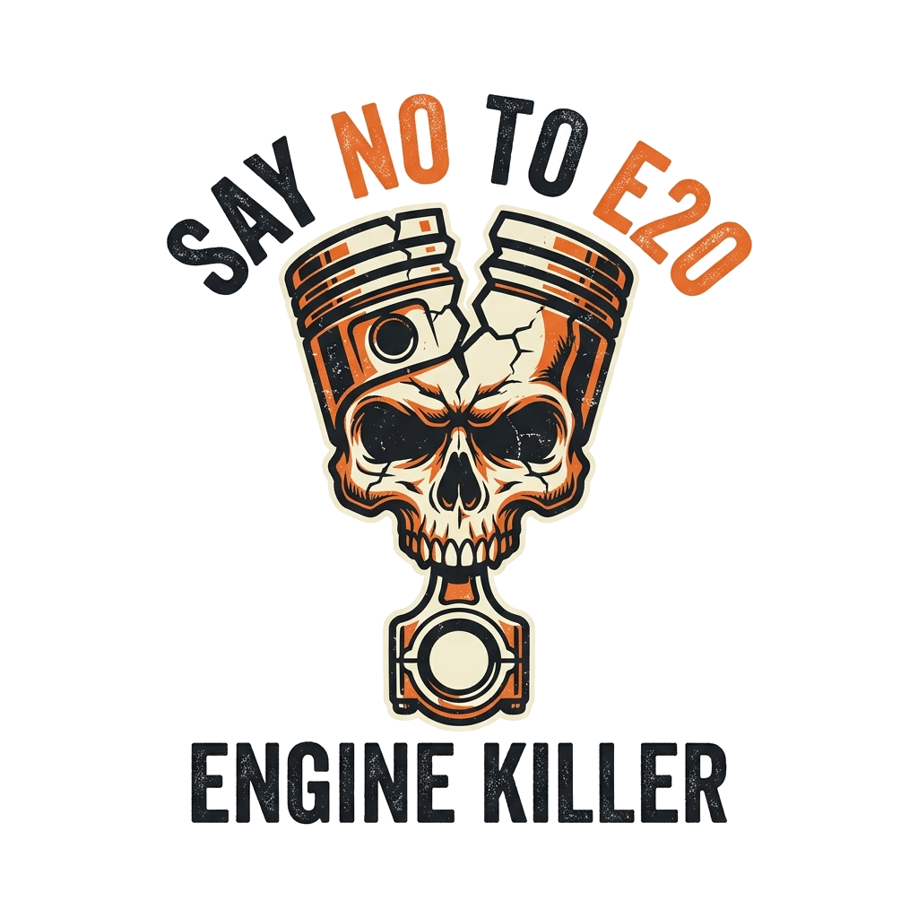 Artwork generated from 'make me a tshirt for protesting against e20 fuel policy'