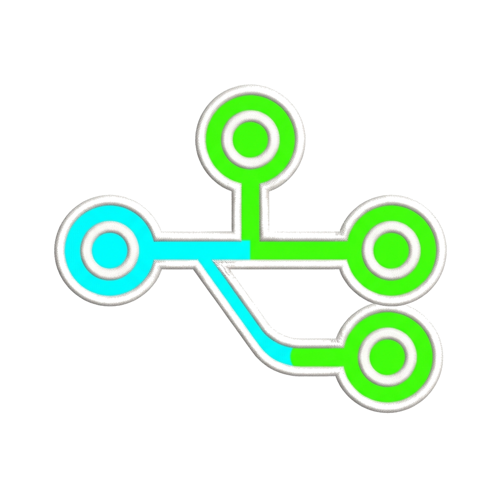 Artwork generated from 'small embroidered git branch icon tee on royal blue'