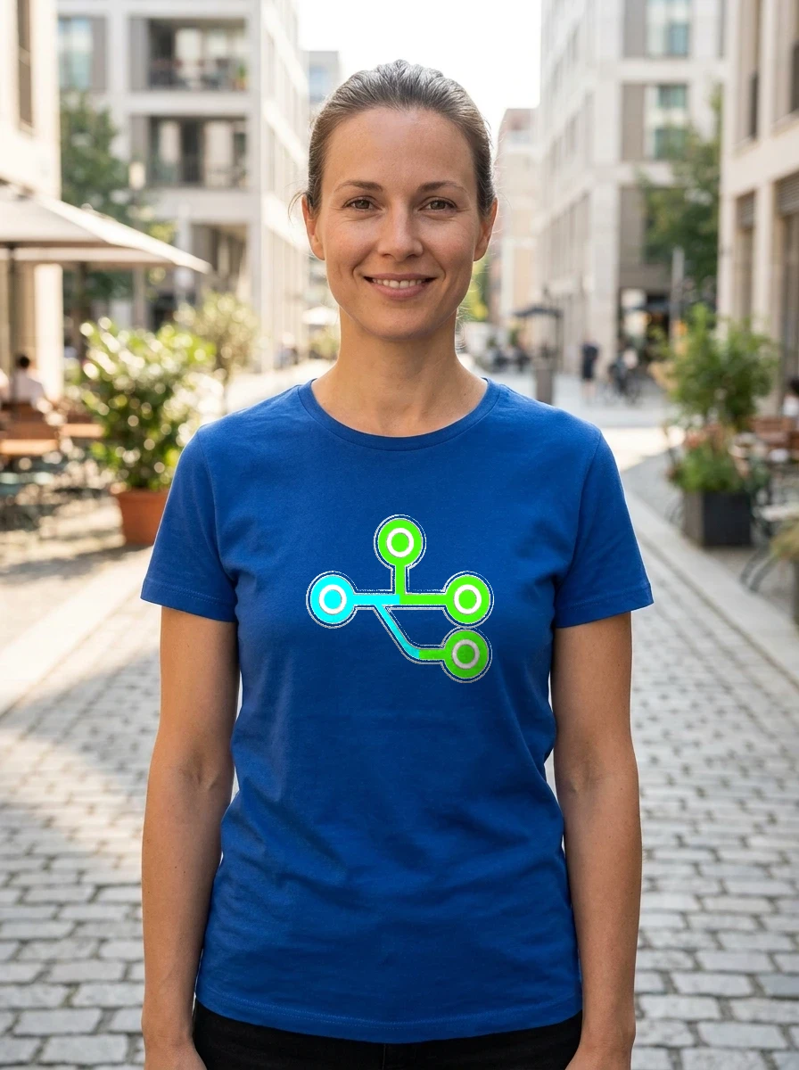 Small Embroidered Git Branch Icon Tee, Worn, True Royal