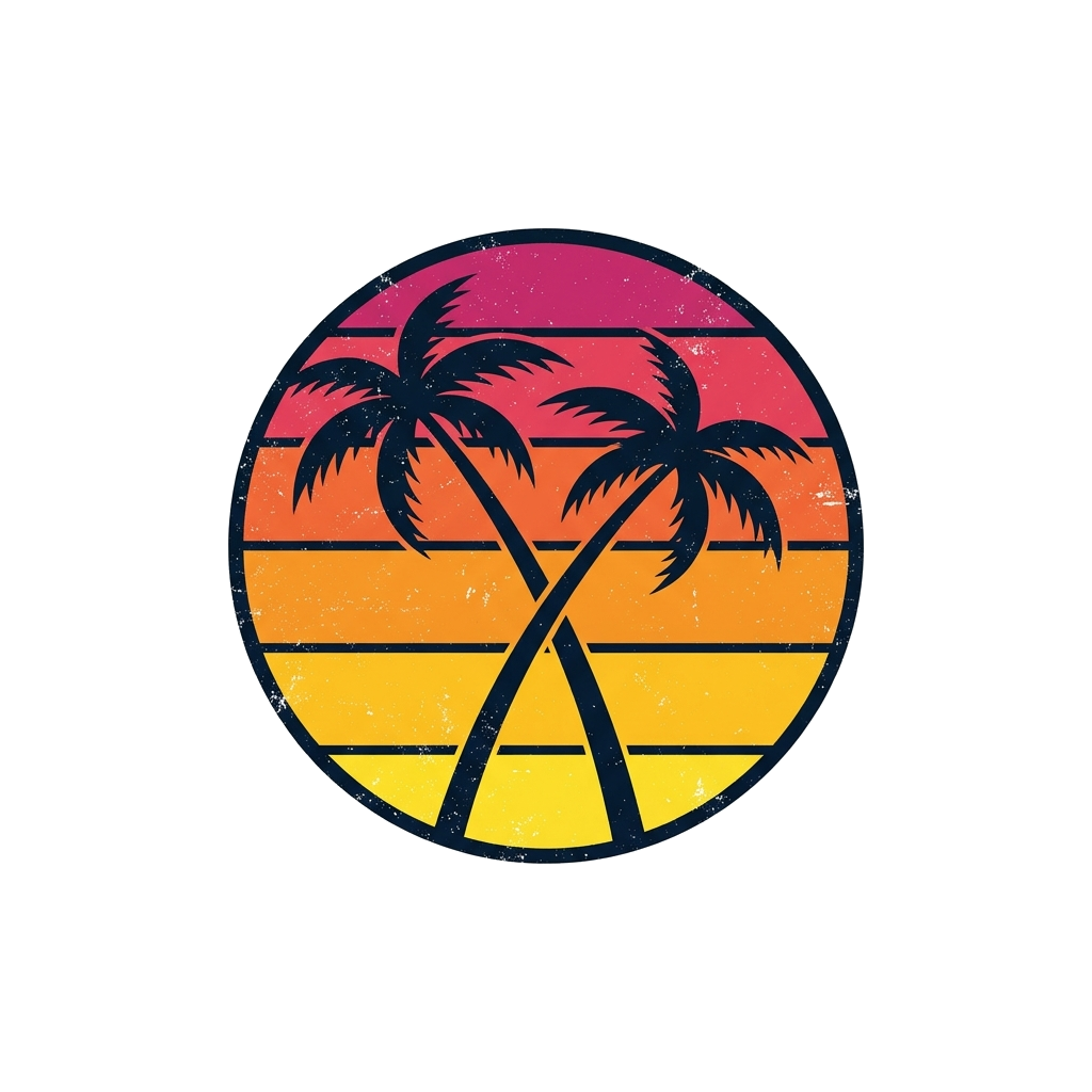 Artwork generated from 'retro sunset palm trees'