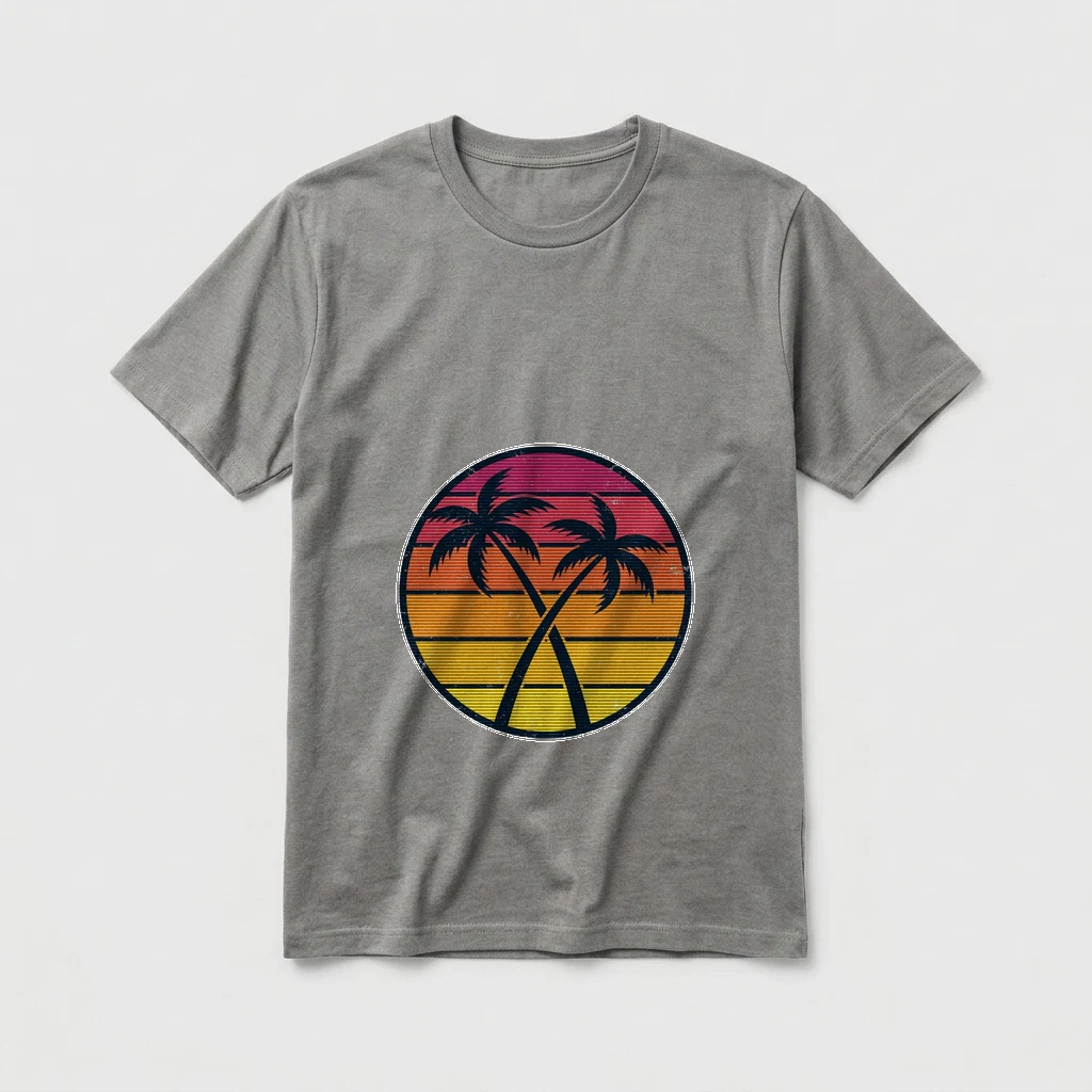 Retro Sunset Palm Trees, Product, Ash