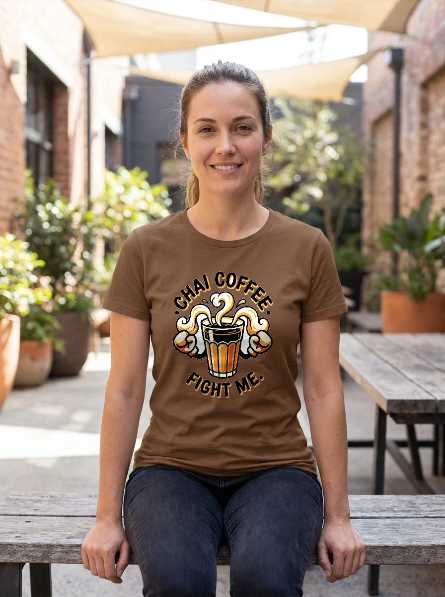 Tee That Says "chai > Coffee., Worn, Brown