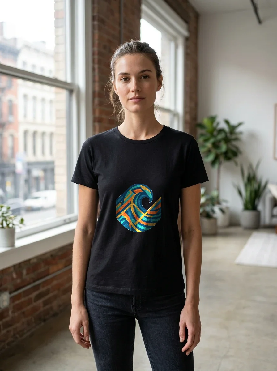 Abstract Geometric Wave Pattern T-shirt