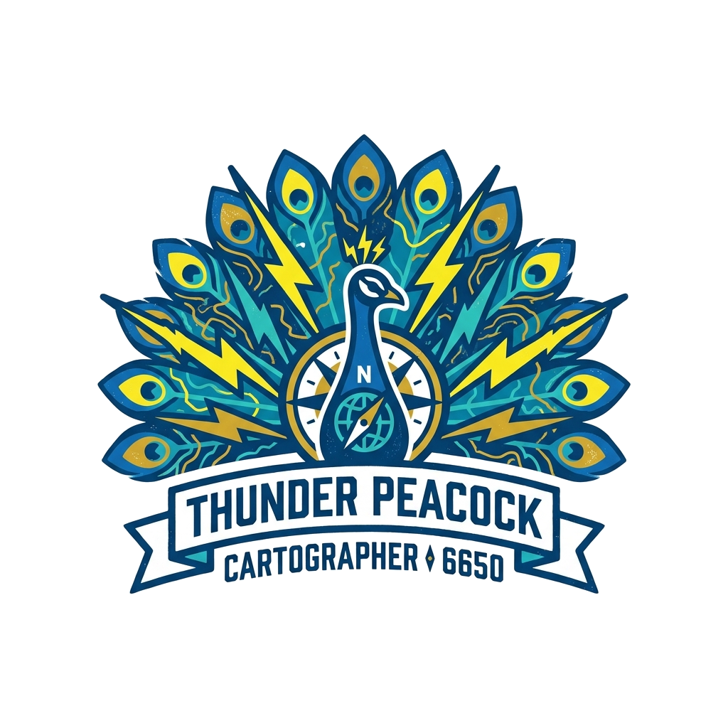 Thunder Peacock Cartographer Tshirt — artwork