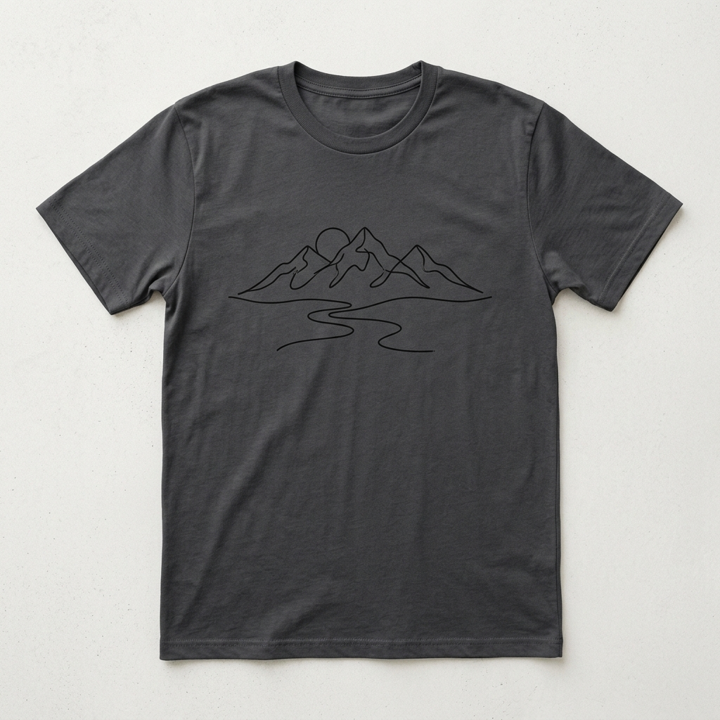 Calm Minimal Mountain Line Art Tee — artwork