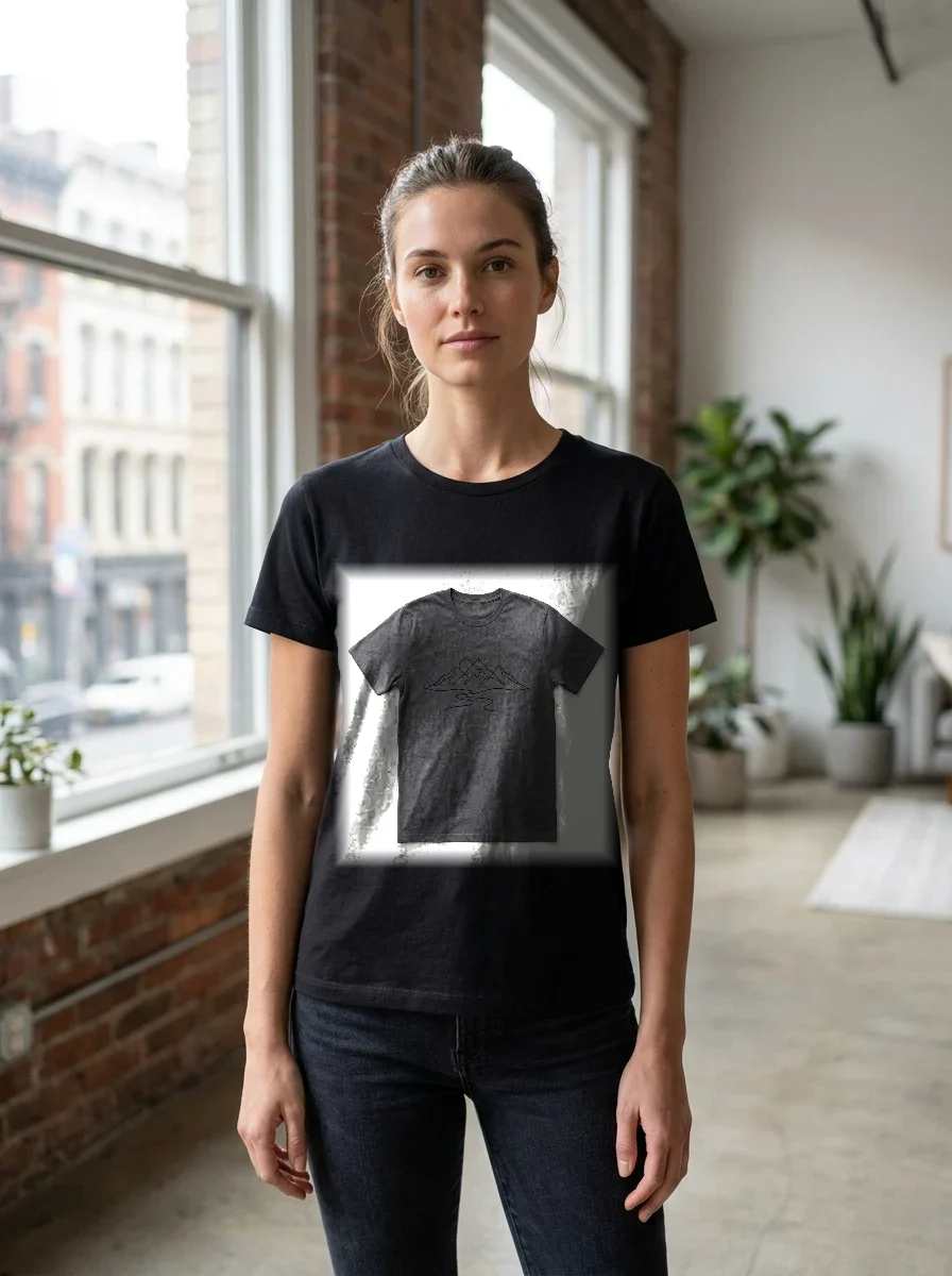 Calm Minimal Mountain Line Art Tee