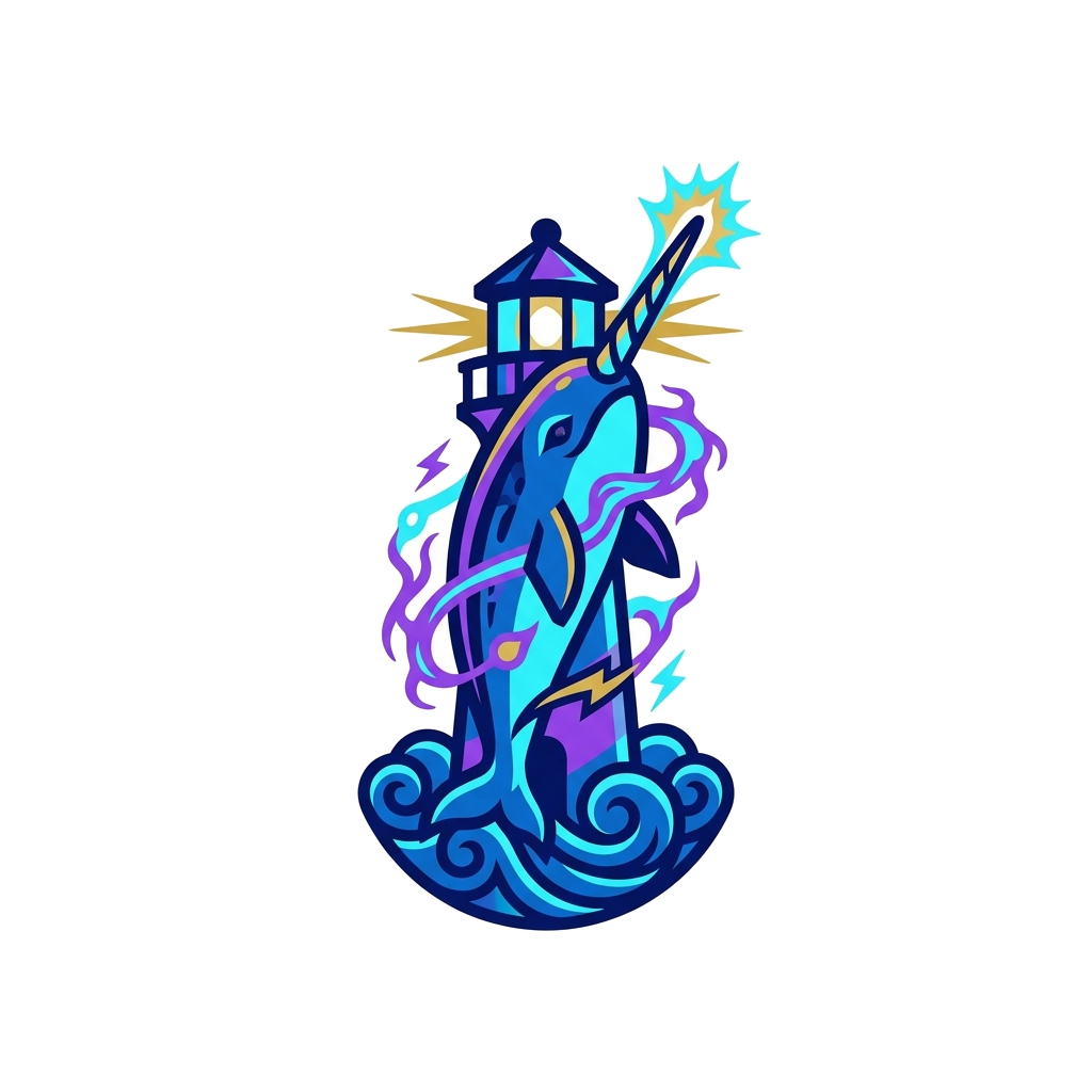 Plasma Narwhal Lighthouse Tshirt — artwork