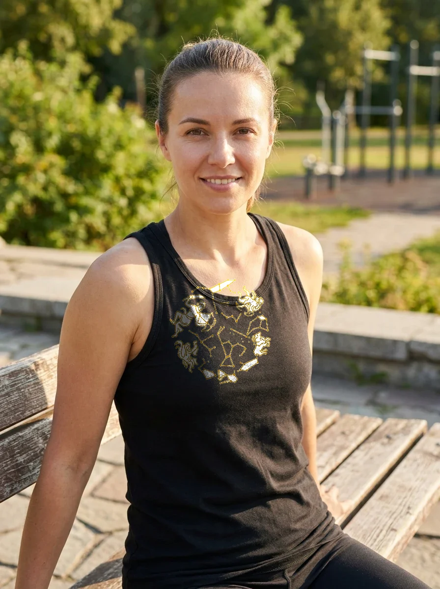Constellation Star Map, Gold Lines Tank