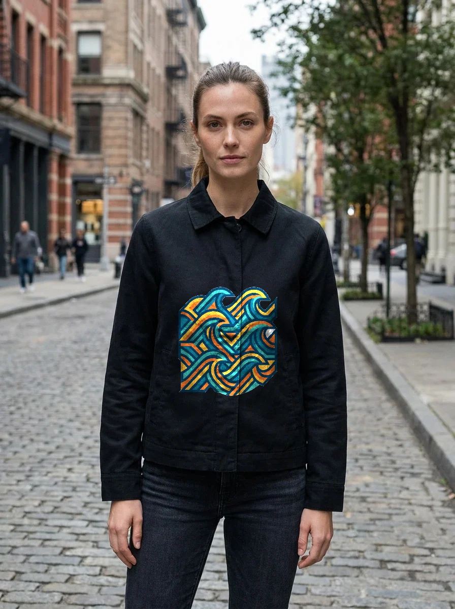Abstract Geometric Wave Pattern Jacket