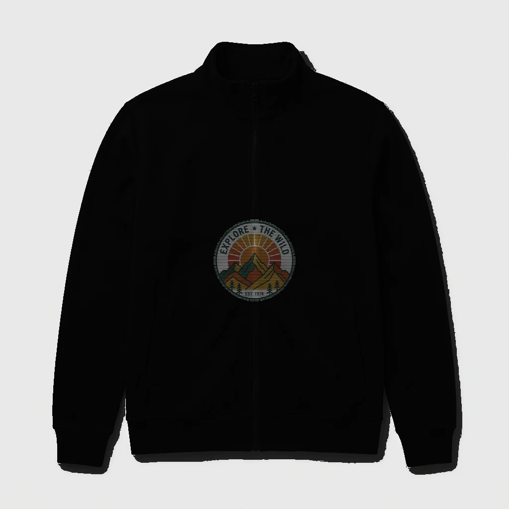 Vintage Mountain Sunset, Minimalist Line Art