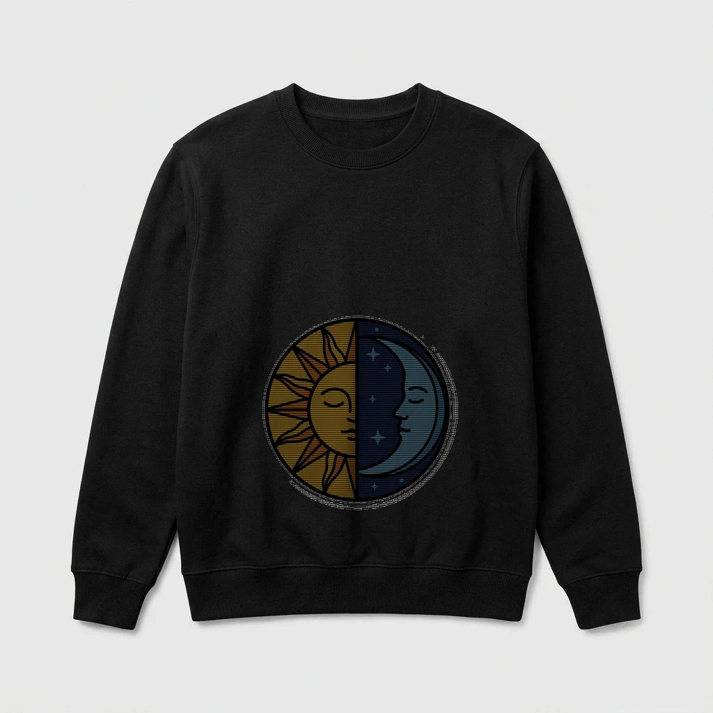 Minimalist Sun and Moon Duality Sweatshirt