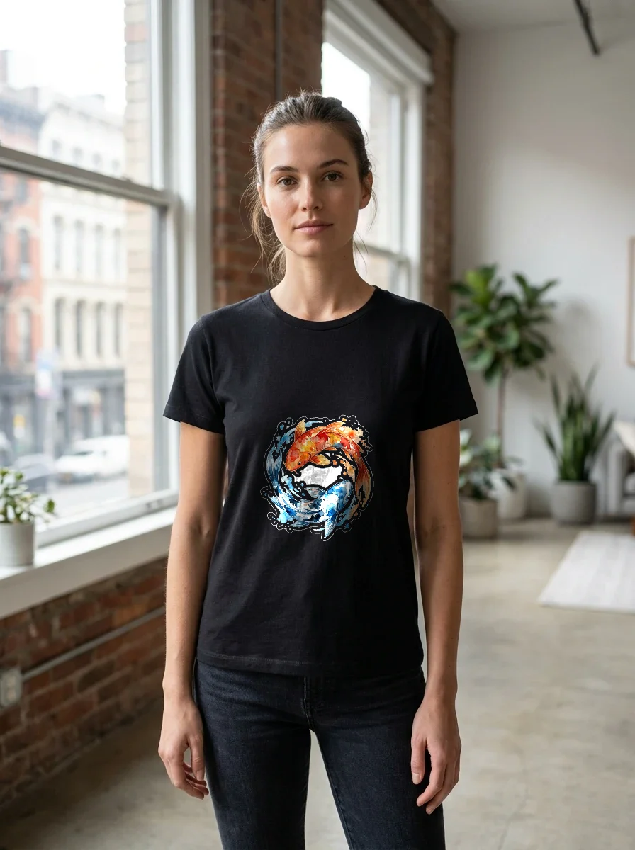 Watercolor Koi Fish Swirl T-shirt